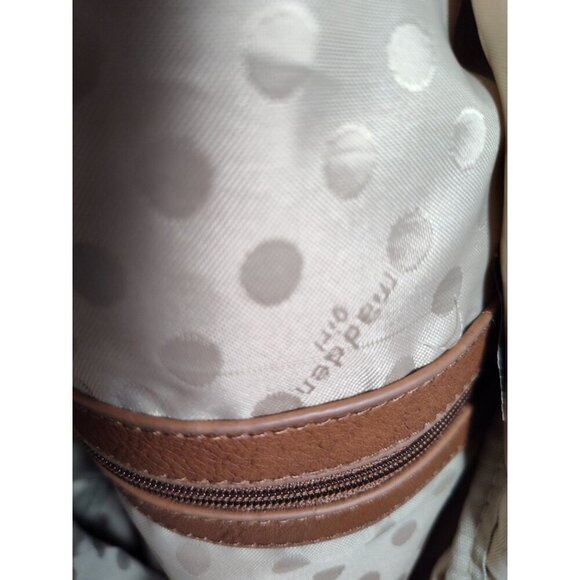 Madden Girl‎ Backpack Blue & Cream Stripe With Brown Trim Large - Picture 9 of 11